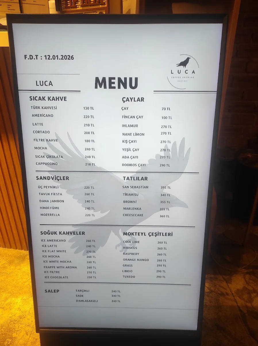 Cafe De Luca – Menü · Yenidoğan, Kocaeli